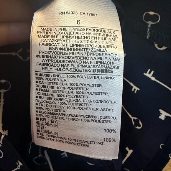 Banana Republic Factory Skirt A-Line Mini Navy Blue Nautical Key Print Size 6 - Picture 5 of 6